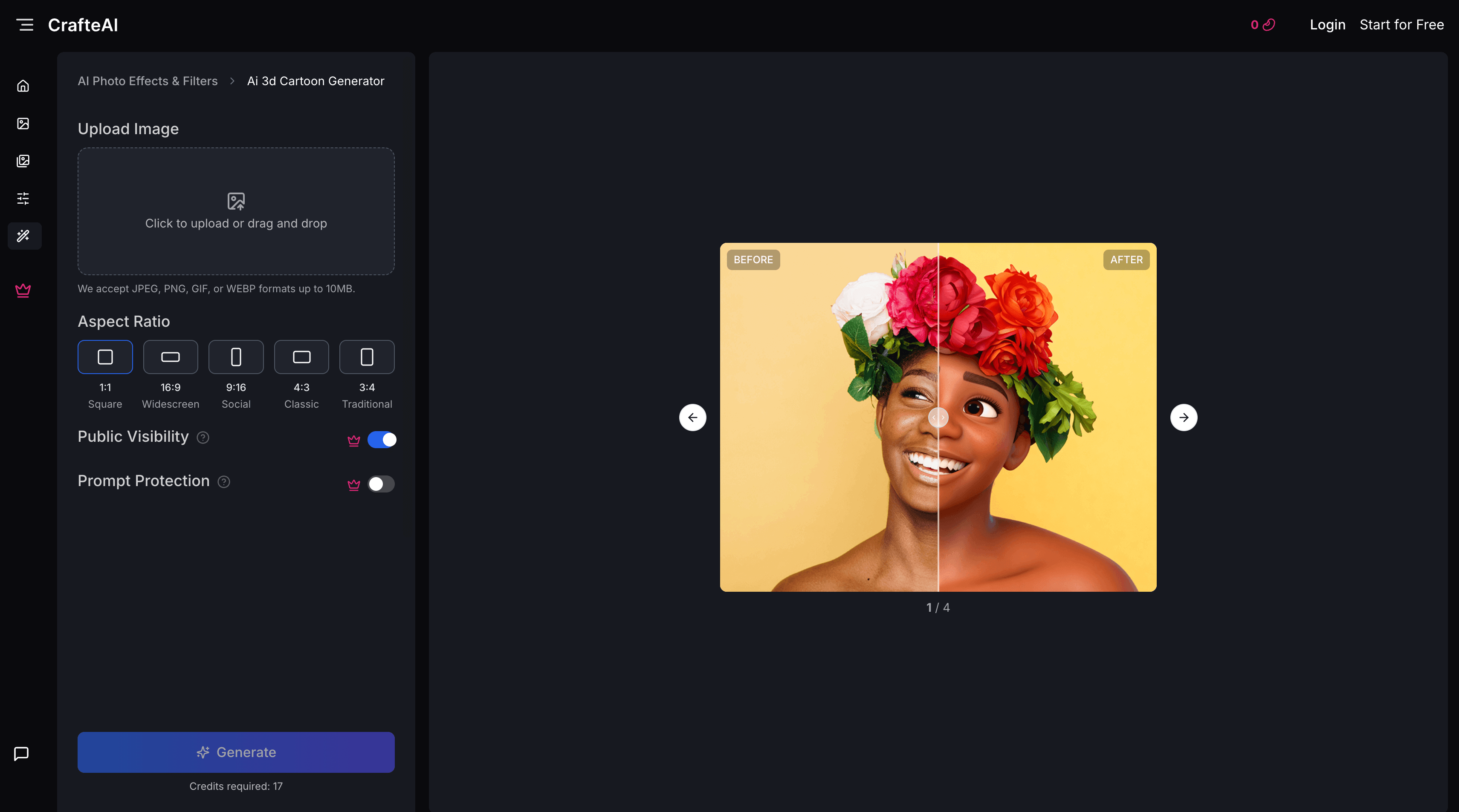 Upload a photo to CrafteAI