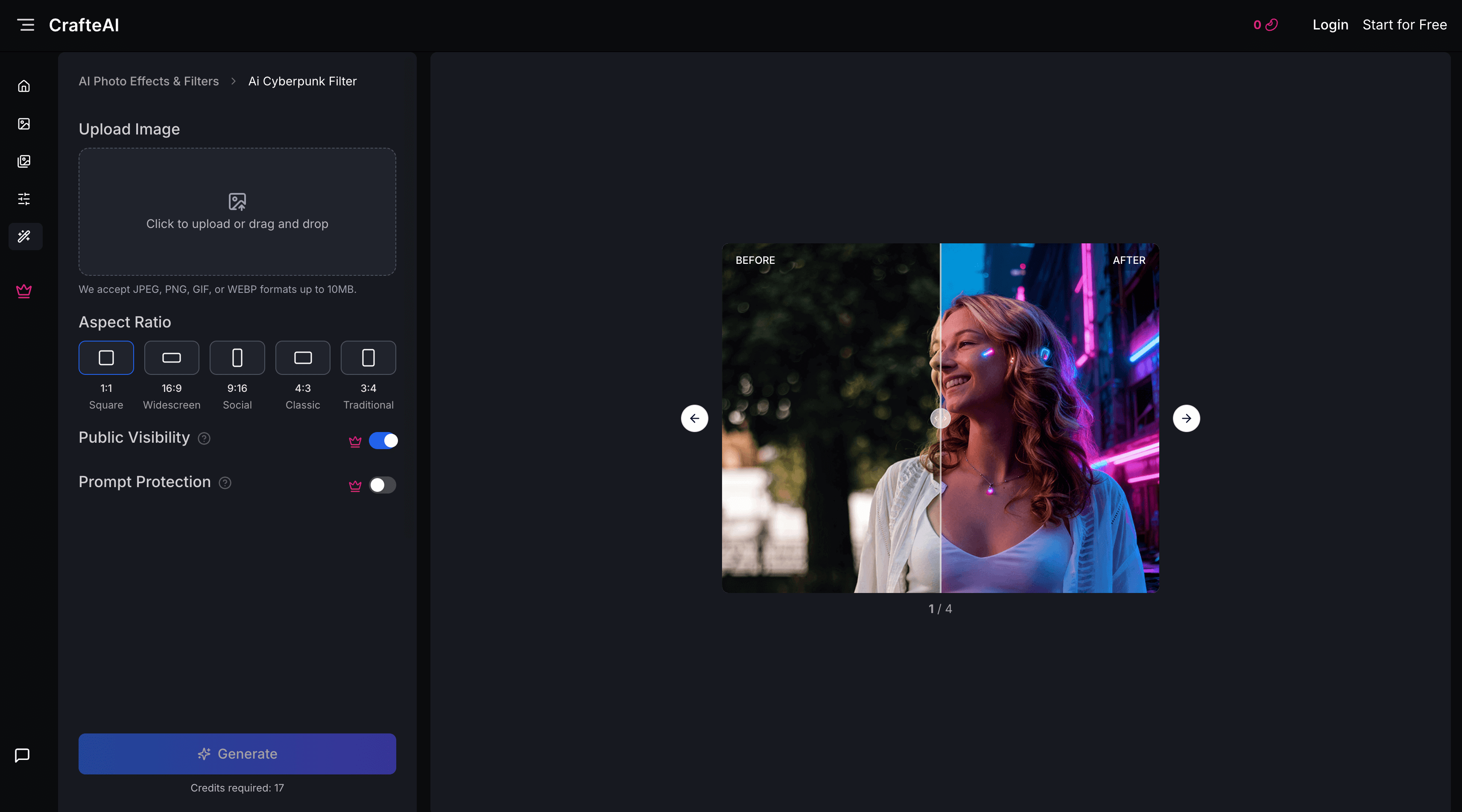 CrafteAI Cyberpunk Filter Example