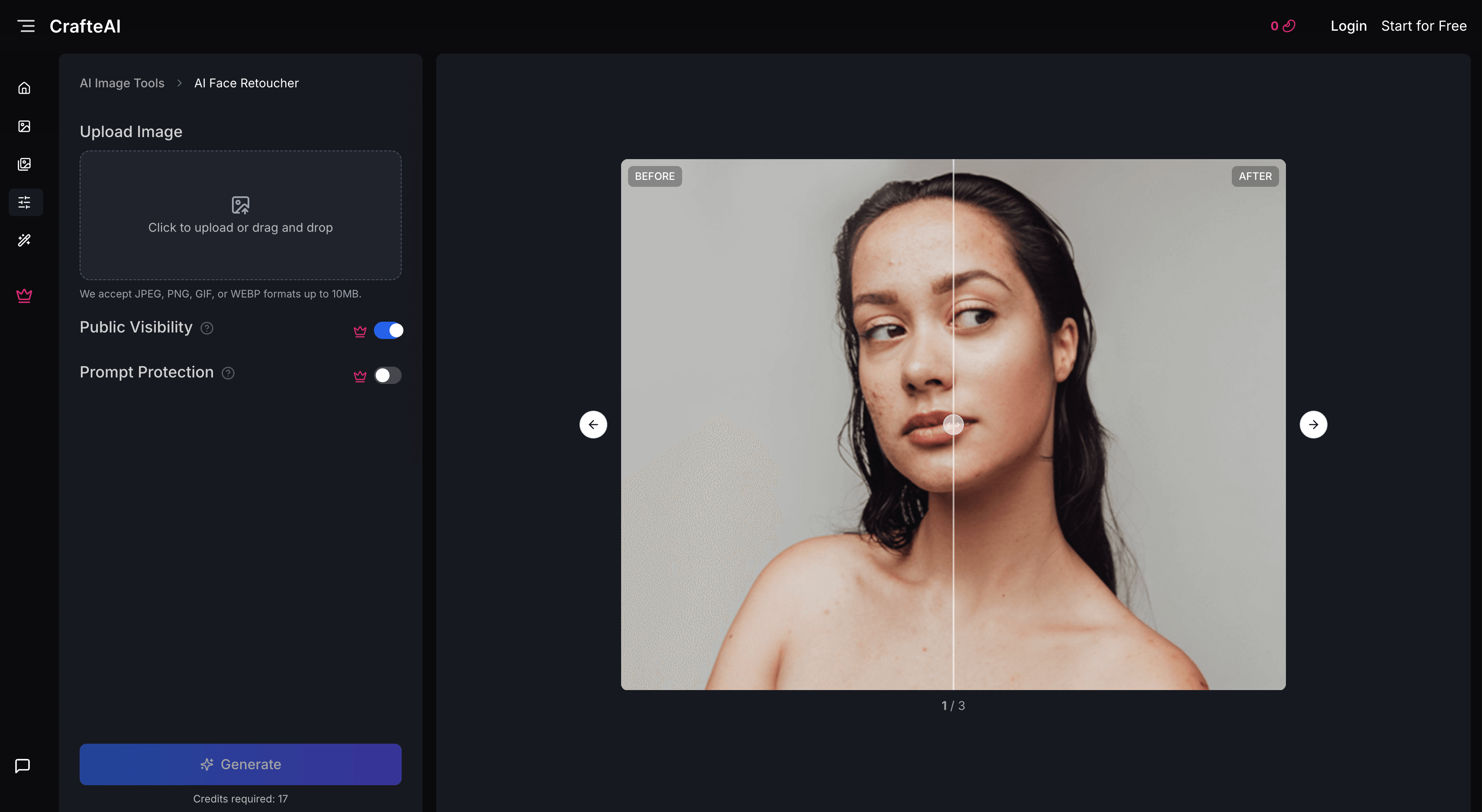 CrafteAI AI Face Retoucher Example